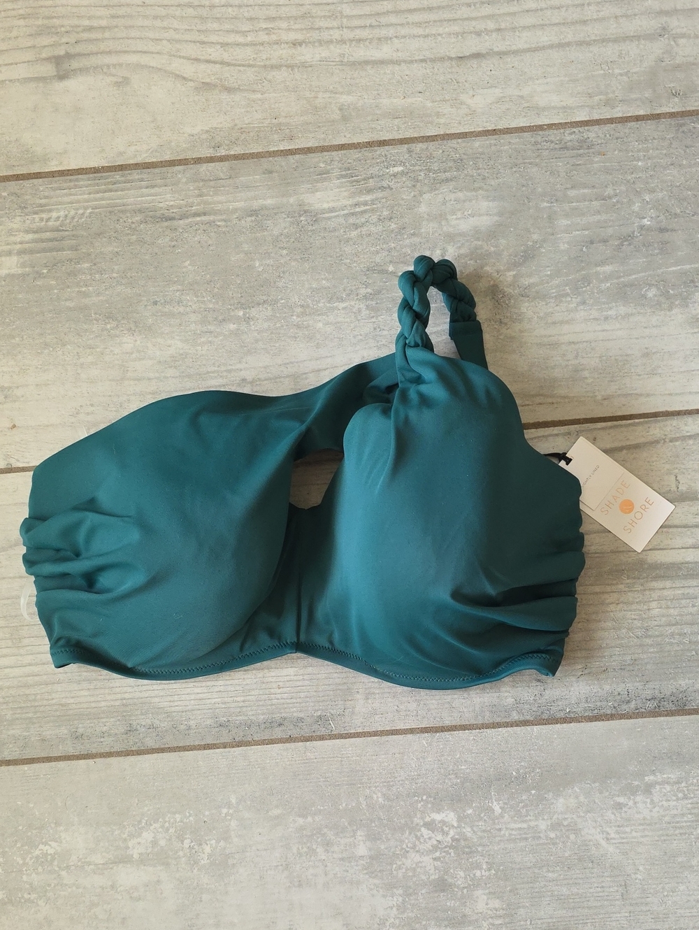 NWT Shade & Shore Teal One-Shoulder Braided Strap Swim Top 👙🏖
